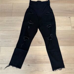 Pinkblush Maternity distressed black denim jeans size 28.